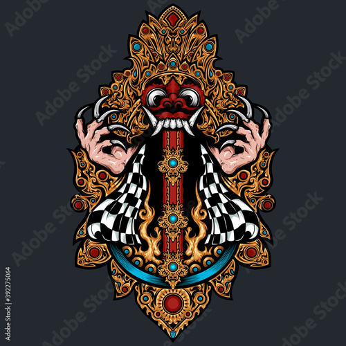 Barong bali mask illustration