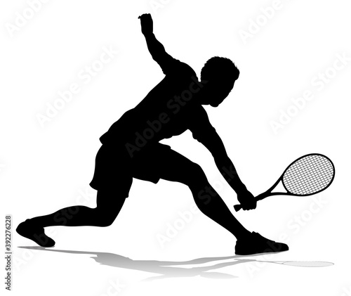 A tennis player man male sports person in silhouette