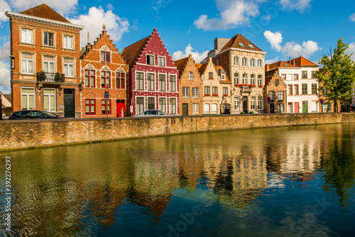 Canal scene, Bruges, West Flanders, Belgium photo