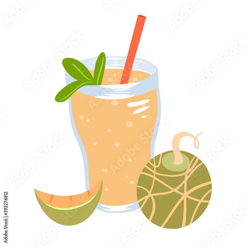 Melon milk illustration in vector isolated on white background