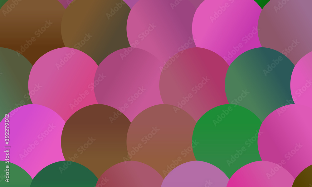 Creative Green, pink and brown circles background, digitally created