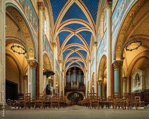 Interior of Benedictine Abbey of Saint-Germain-des-Pres, Paris, Ile-de-France, France
