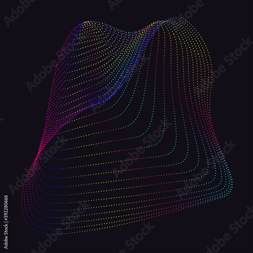 Array with dynamic particles. Modern science or technology element. Trendy abstract background.