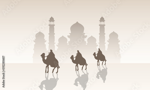 1 muharram hijri islamic new year 1441 hijri, vector art illustration.