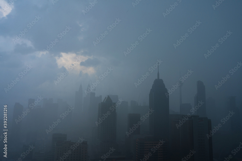 Heavy fog landscape of Kuala Lumpur city center