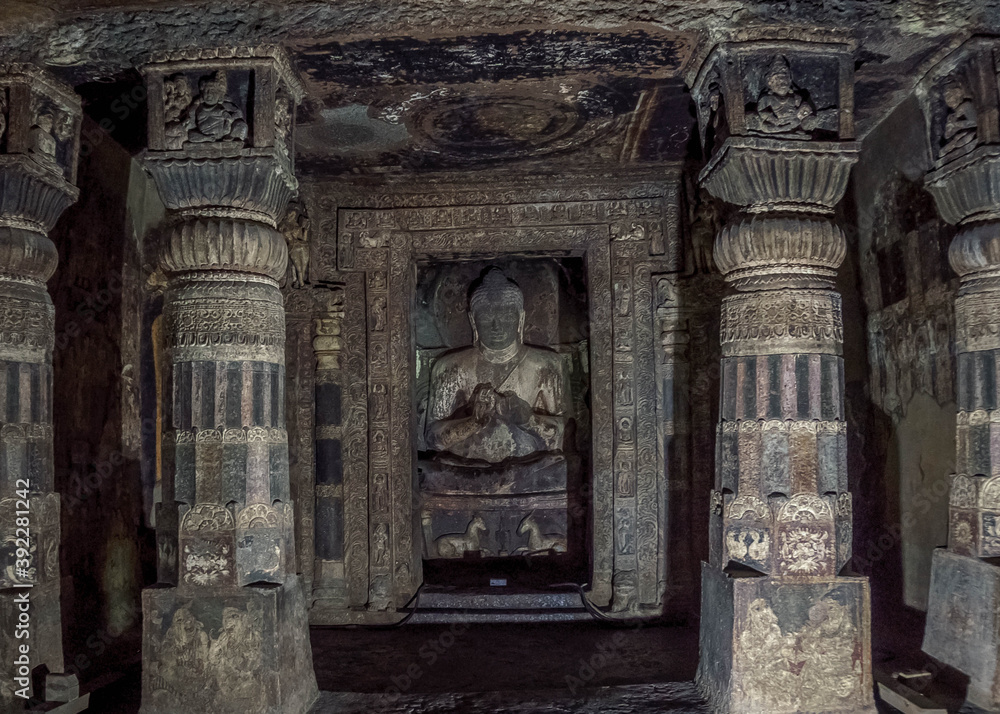 Ajanta Cave Temples in the Granite Mountains of Vindhya, India Ajanta Cave Temples in the Granite Mountains of Vindhya, India