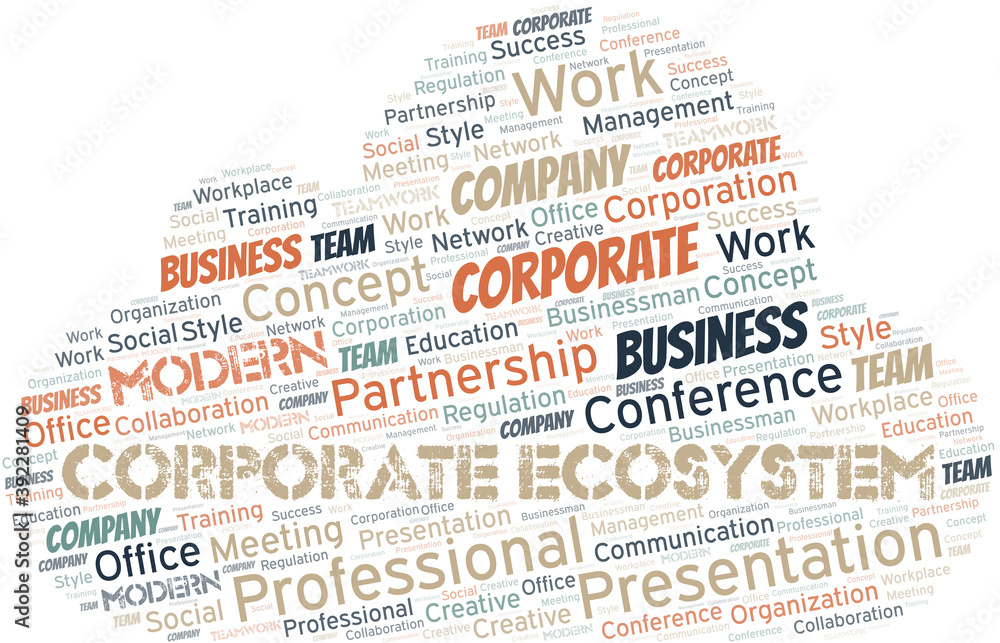 Corporate Ecosystem vector word cloud, made with text only.