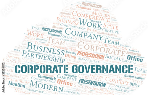 Corporate Governance vector word cloud, made with text only.