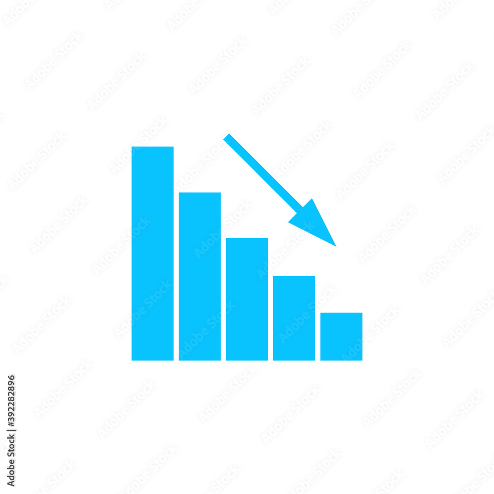 Graph down icon flat. Graph down icon flat.