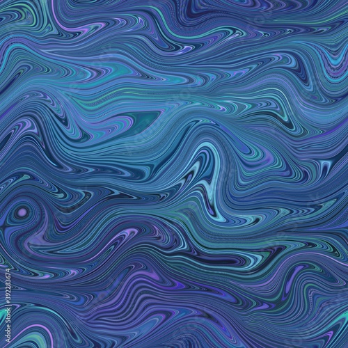 Fototapeta Naklejka Na Ścianę i Meble -  Seamless marble wet ripple wavy fluid pattern. High quality illustration. Smooth distorted liquid effect. Trendy artistic surface pattern design. Resembles hand marbled surface.