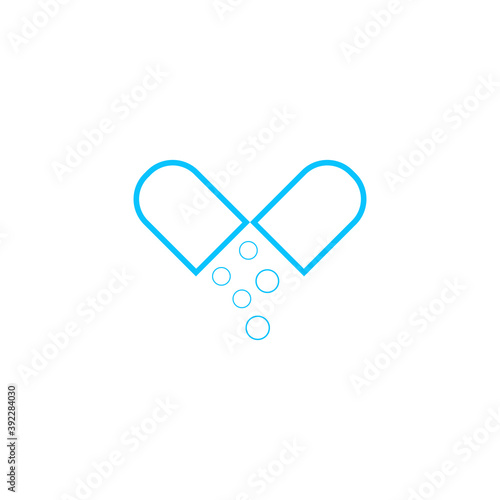 Capsule drug icon flat.