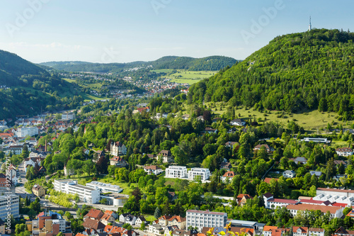 Albstadt-Ebingen auf der Schwäbischen Alb mit Ausblick auf den Schlossfelsenturm