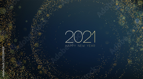 2021 New Year Abstract shiny color gold wave design element