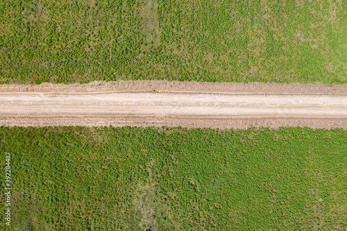 country road, view from above, aerial view