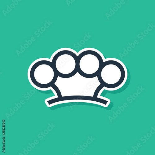 Blue Brass knuckles icon isolated on green background. Vector.