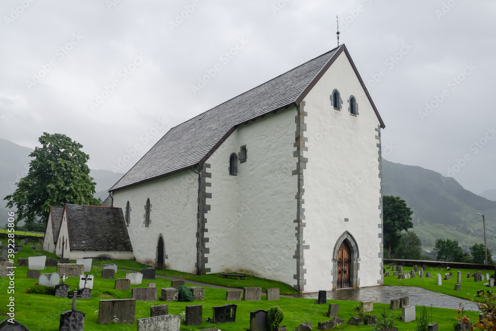 Historic Kvinnherad Church in Rosendal, Norway