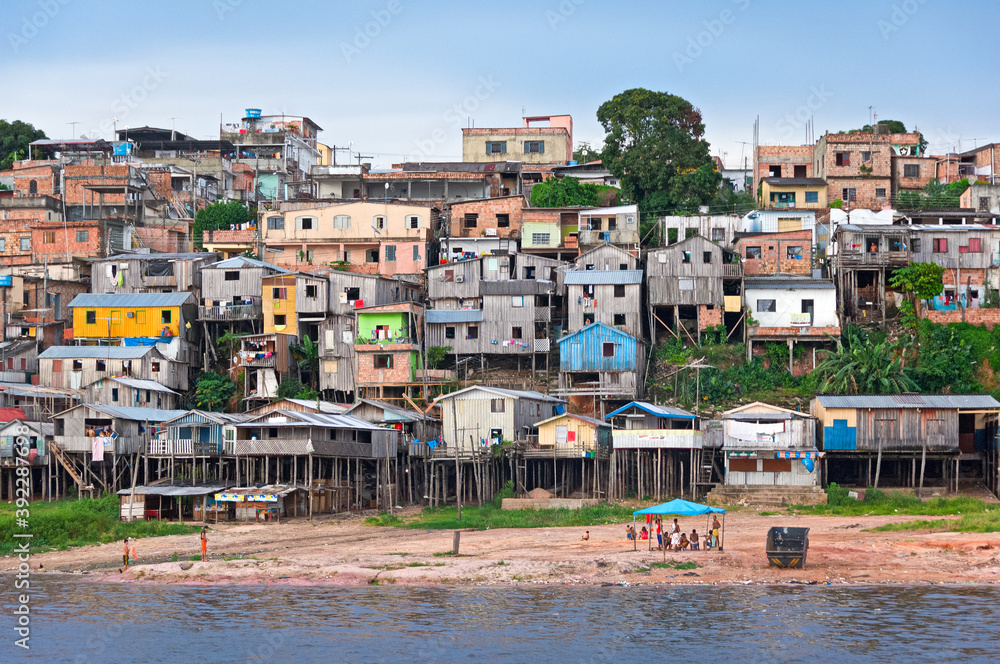 Favelas on the Amazon River in Manaus, Brazil