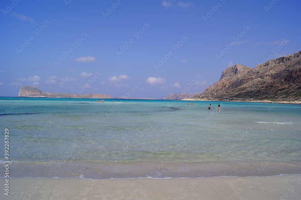 Crystal clear water of Balos Beach in Kissamos, Crete (Greece)