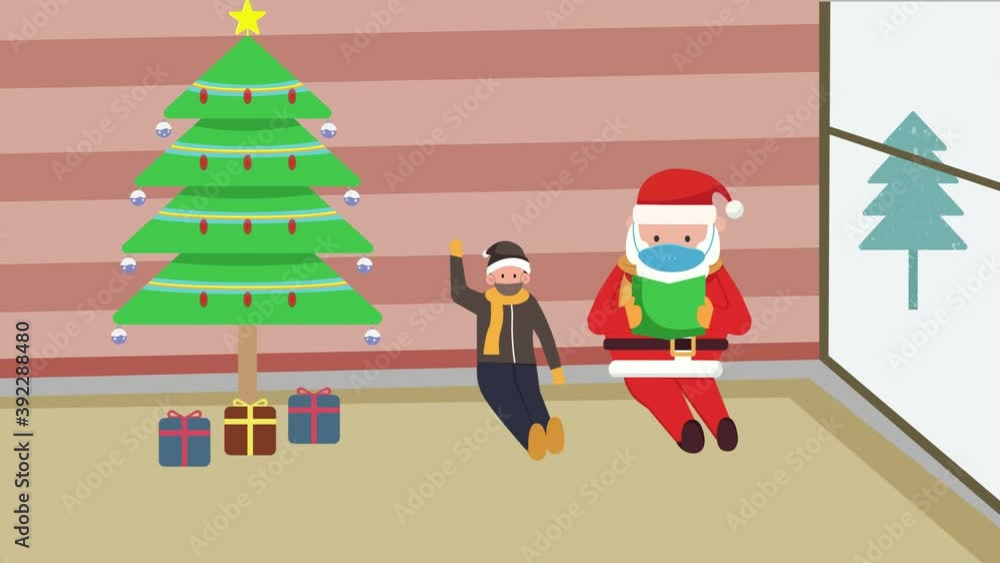 Santa claus reading a wish list letter at home Santa claus reading a wish list letter at home