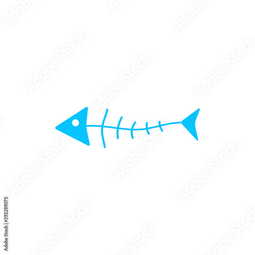 Fish skeleton icon flat.