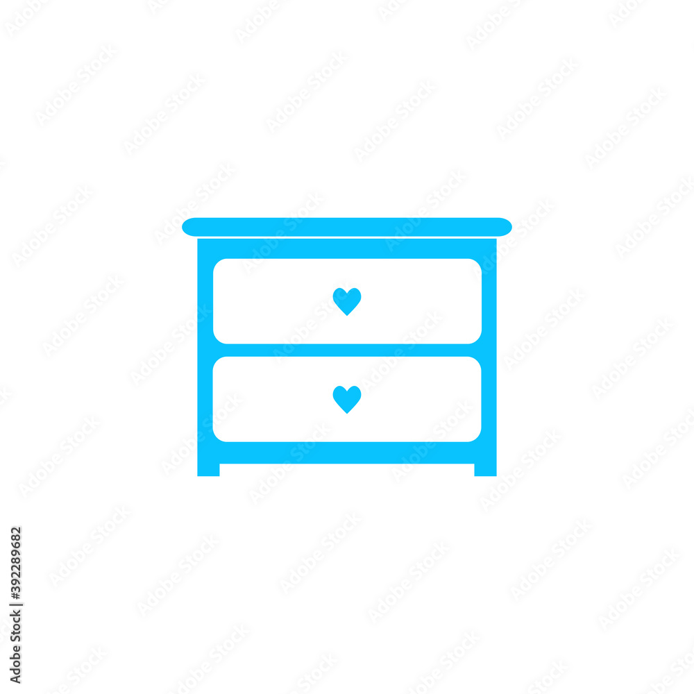 Dresser with drawers icon flat. Dresser with drawers icon flat.
