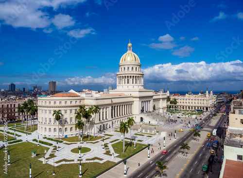 El Capitolio and Paseo del Prado, elevated view, Havana, La Habana Province, Cuba photo