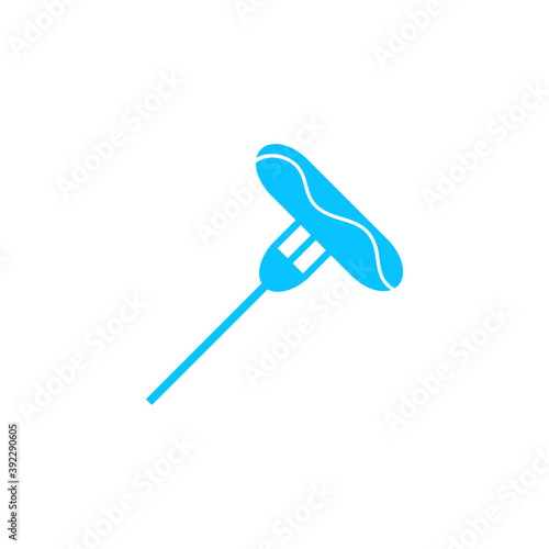 Sausage on fork icon flat.