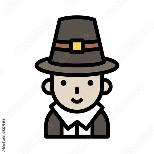 Pilgrim man icon, Thanksgiving related vector
