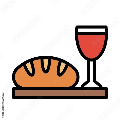 Bread and wine icon, Thanksgiving related vector