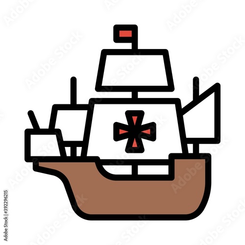 Santa maria ship icon, Thanksgiving related vector