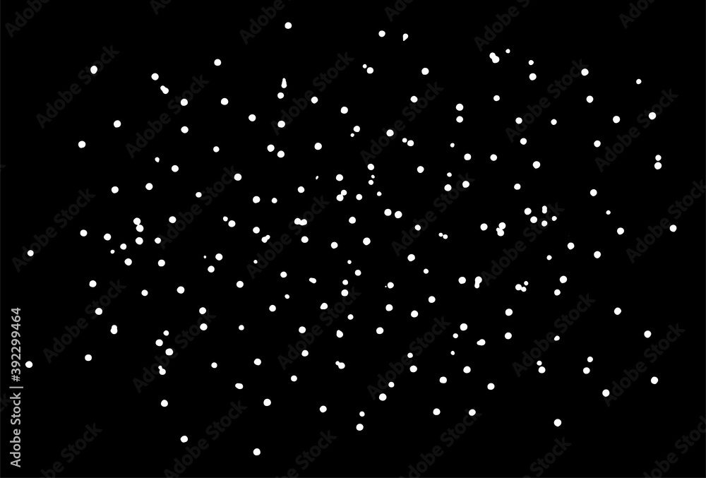 Black and white vector texture, lots of small dots, randomly arranged, space dust, explosion effects, textured design element, chaotic pattern. Abstract background. white dots on black background for Black and white vector texture, lots of small dots, randomly arranged, space dust, explosion effects, textured design element, chaotic pattern. Abstract background. white dots on black background for