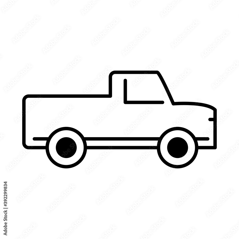 pickup transport, side view line icon isolated on white background