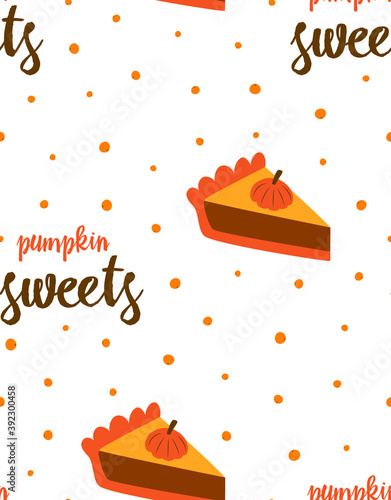 autumn seamless pattern with pumpkin, vector illustration