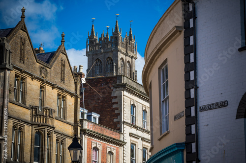 View of Glastonbury town centre in Somerset photo