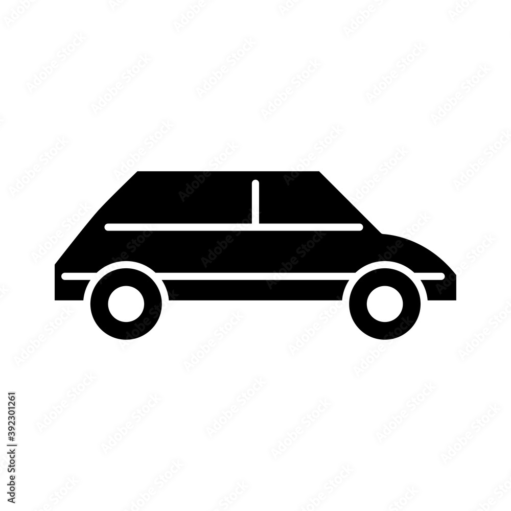 car transport side view, silhouette icon isolated on white background
