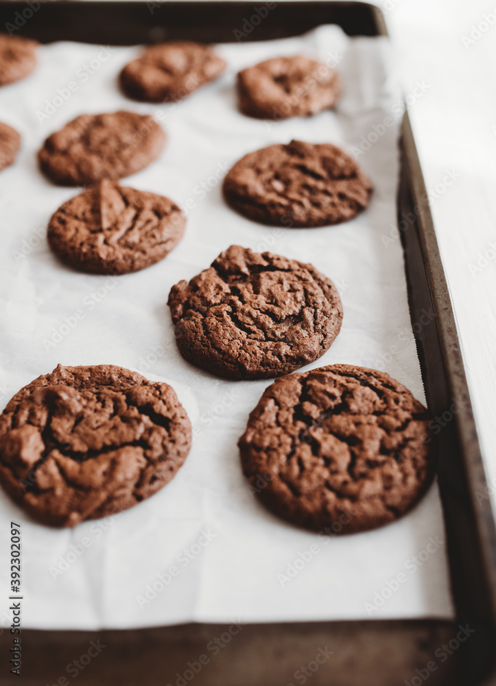 Chocolate cookies with buttercream frosting. Chocolate cookies with buttercream frosting.