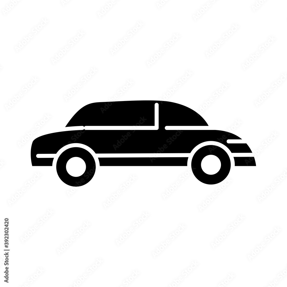 car motor transport, side view silhouette icon isolated on white background