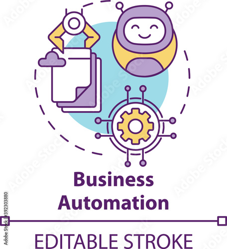 Business automation concept icon. Digital consulting idea thin line illustration. Business process management. Increasing efficiency. Vector isolated outline RGB color drawing. Editable stroke