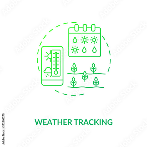 Weather tracking concept icon. Innovative agriculture technology. Innovative rain and snow forecasting farm system idea thin line illustration. Vector isolated outline RGB color drawing