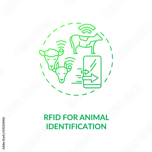 RFID for Animal identification concept icon. Information technology in agriculture. Device for monitoring animal health status idea thin line illustration. Vector isolated outline RGB color drawing
