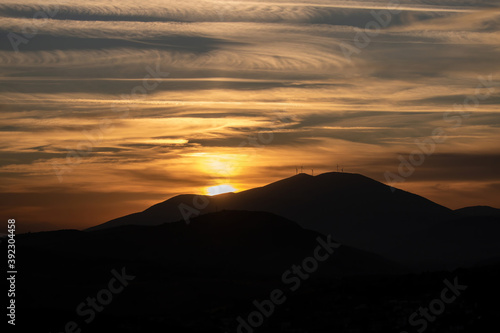 Wallpaper Mural Sunrise, sunset over mountains silhouette background. Wallpaper, card. Torontodigital.ca