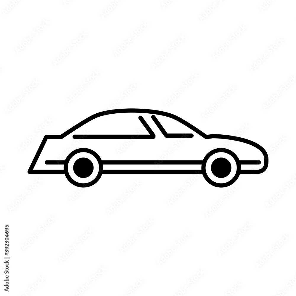 car transport side view line icon, isolated on white background