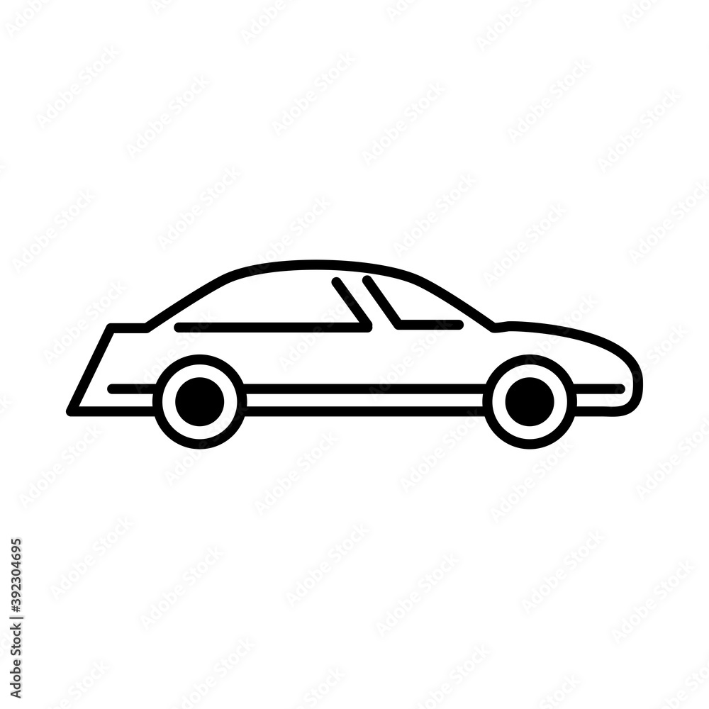 Naklejka premium car transport side view line icon, isolated on white background