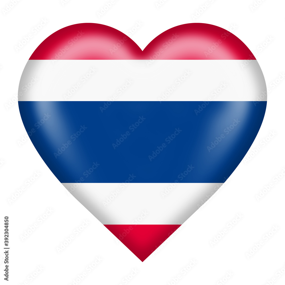 Thailand flag heart button isolated on white with clipping path 3d illustration Thailand flag heart button isolated on white with clipping path 3d illustration