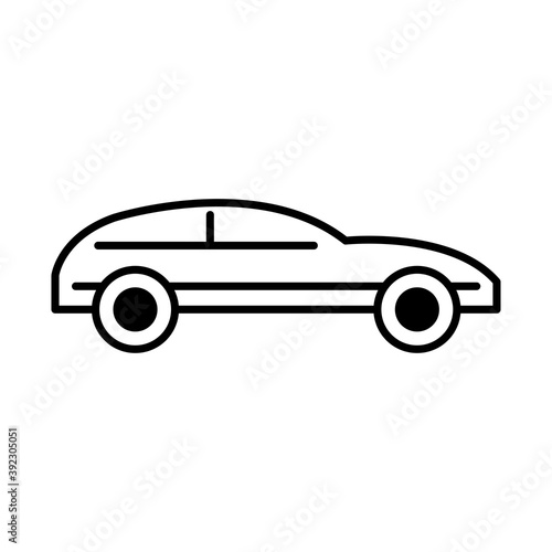 sport car transport, side view line icon isolated on white background