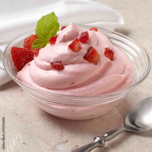 Strawberry cream dessert with strawberries