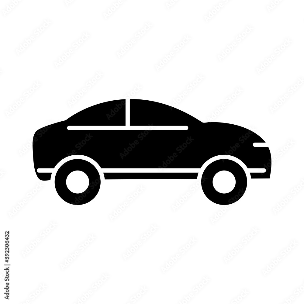 car vehicle transport, side view silhouette icon isolated on white background