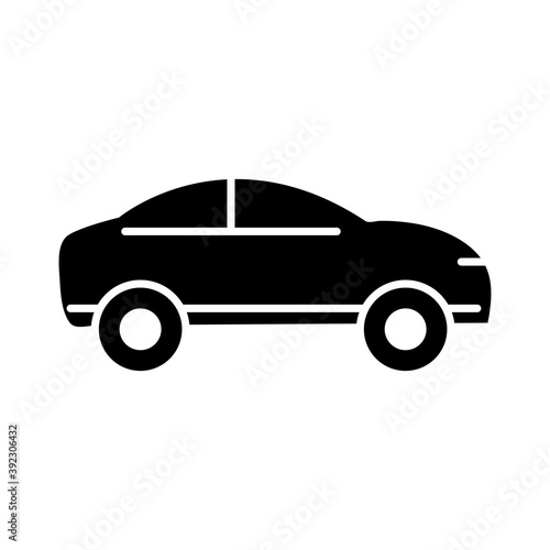 car vehicle transport, side view silhouette icon isolated on white background