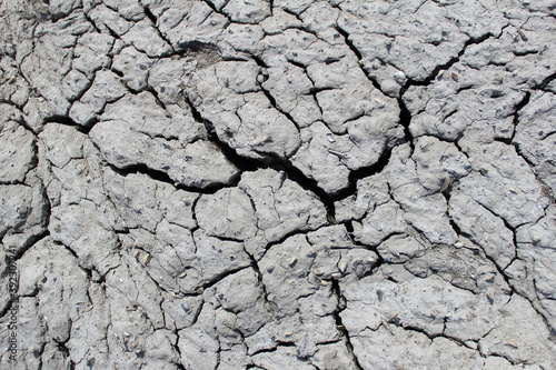 Dry land. Cracks in the soil from drought.