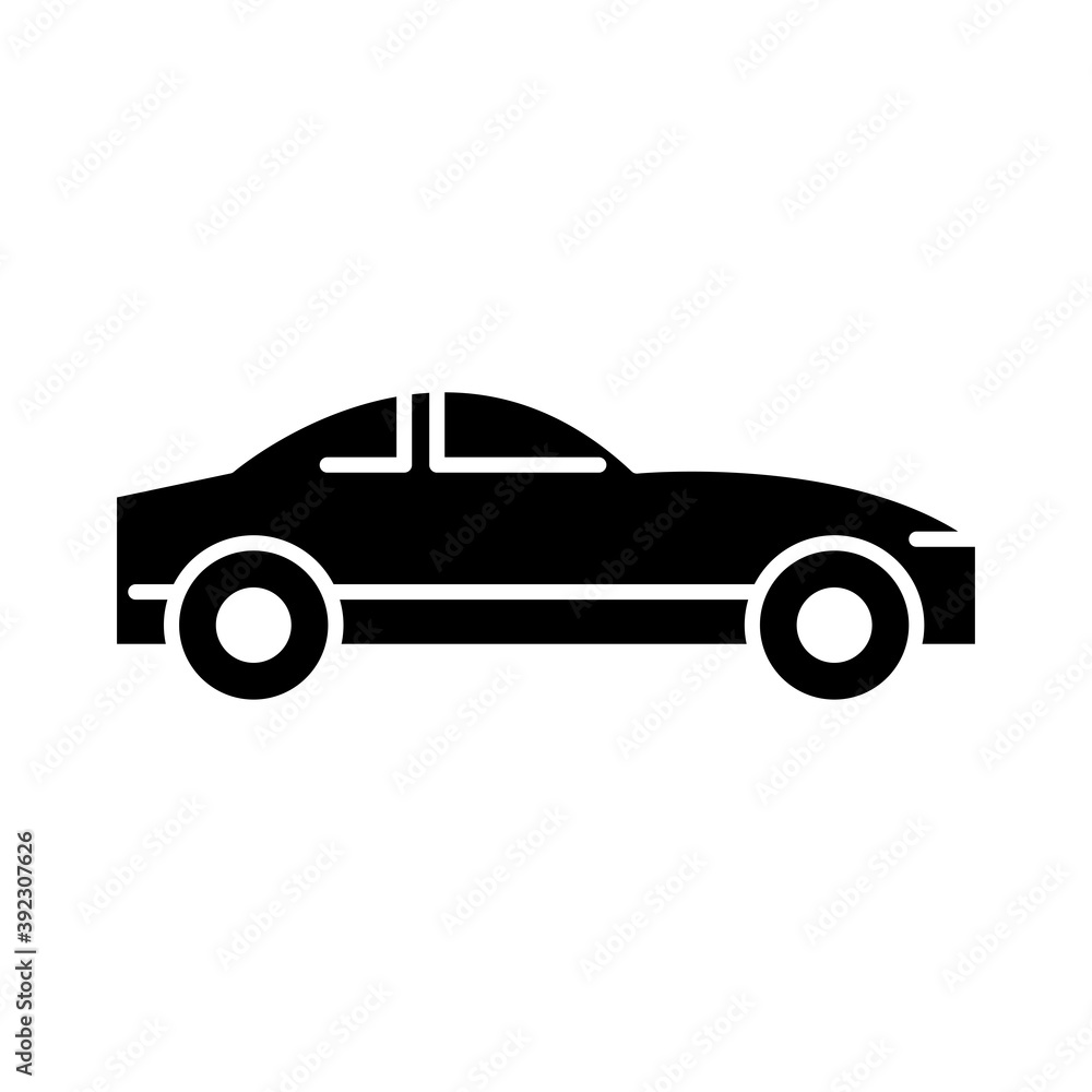 car mechanic transport, side view silhouette icon isolated on white background